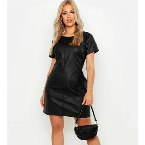 Faux Leather Shirt Dress